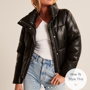 A&F Vegan Leather Mini Puffer size small